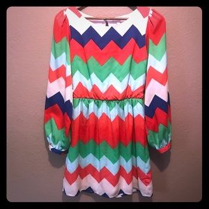 GB Sz small Chevron pattern tunic FUN colors!